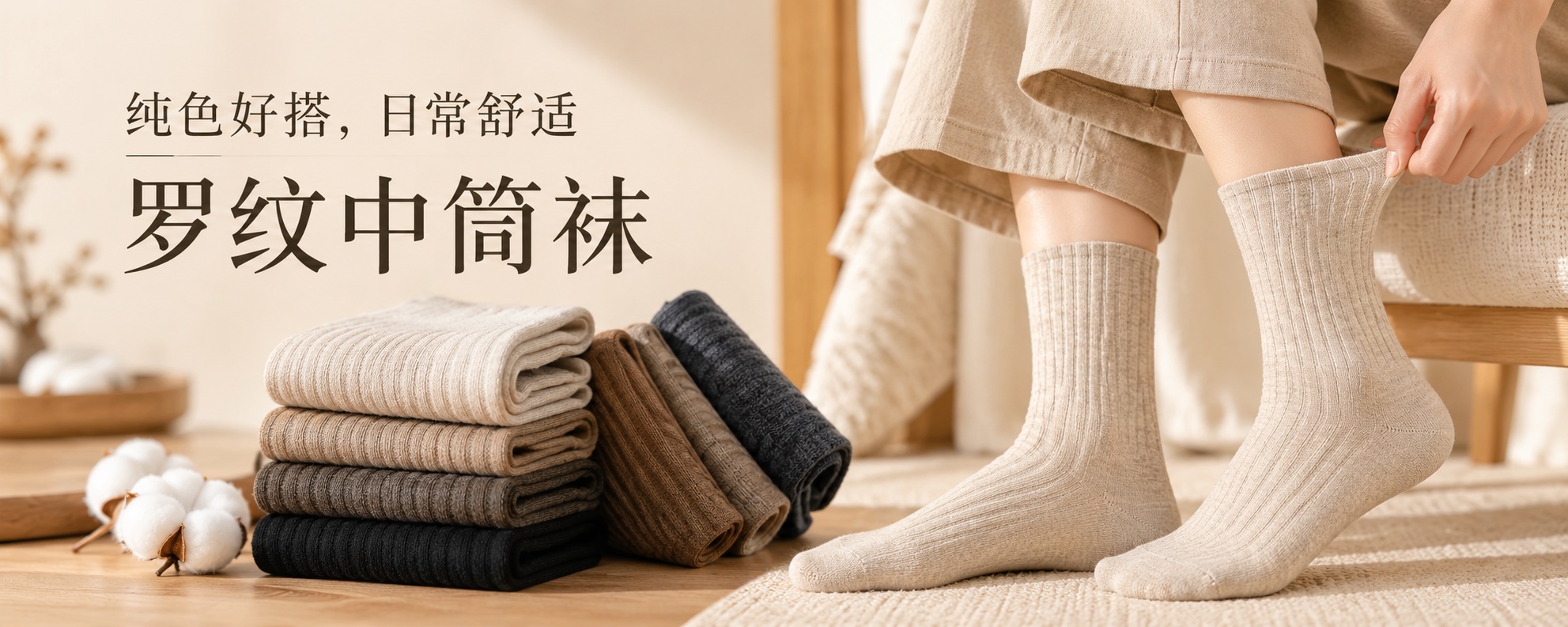 【即将到货】纯色罗纹中筒袜|五双组合·均码 1