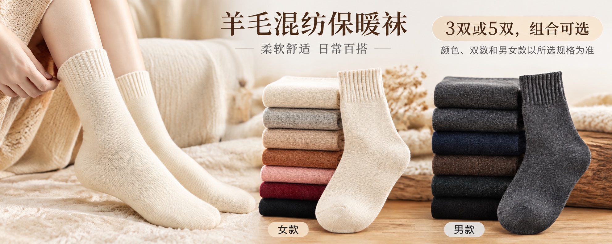 【即将到货】羊毛混纺保暖袜|女款62%·男款46%·多组合 4