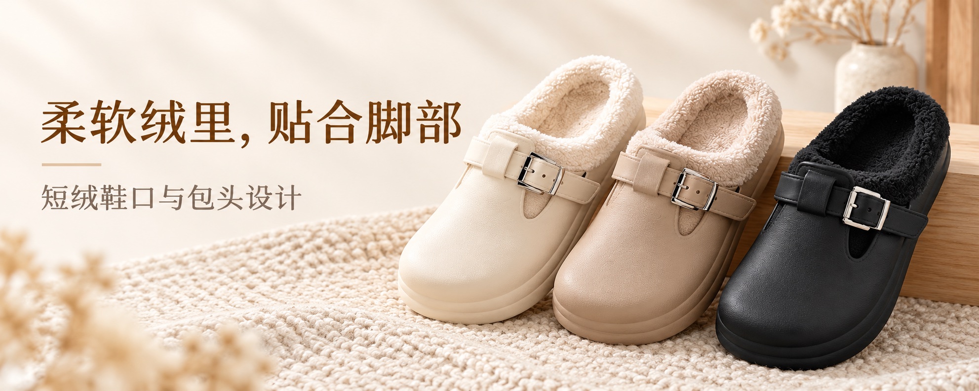 【即将到货】扣带加绒厚底棉拖|EVA鞋面·三色·36–41码 3