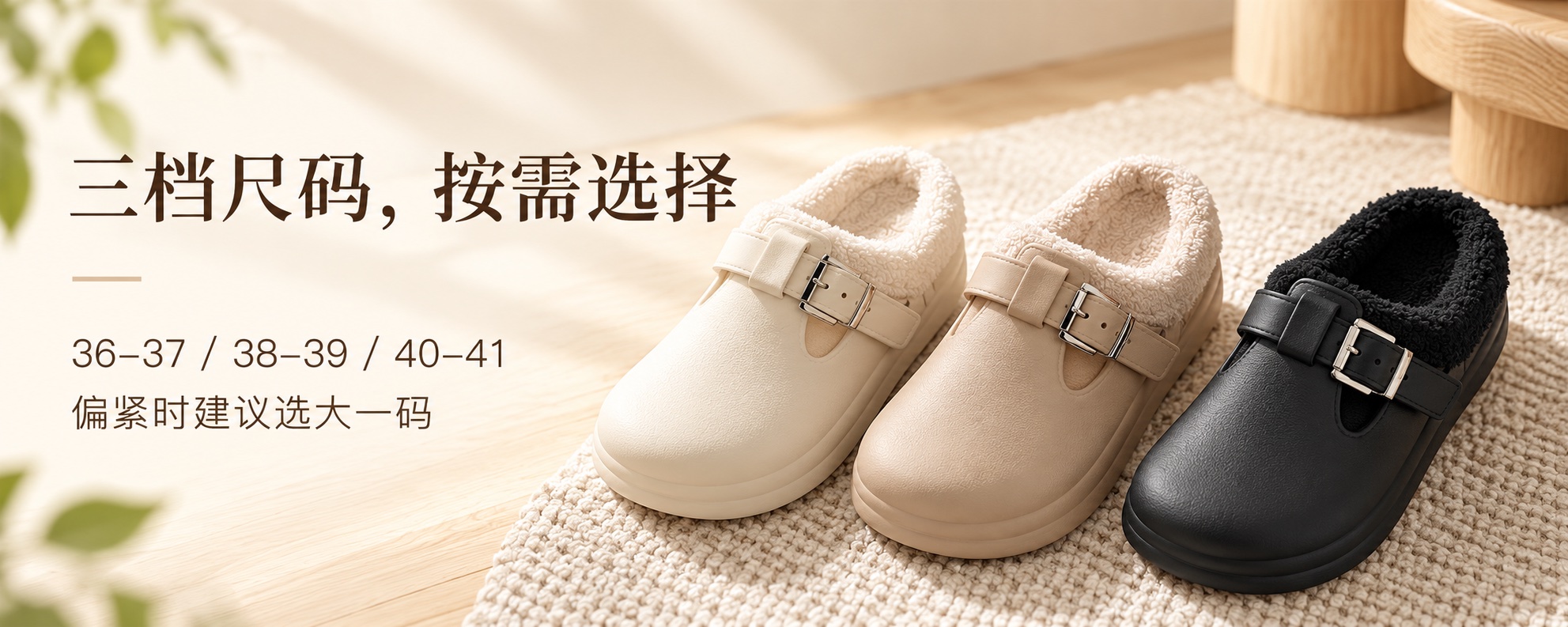 【即将到货】扣带加绒厚底棉拖|EVA鞋面·三色·36–41码 5