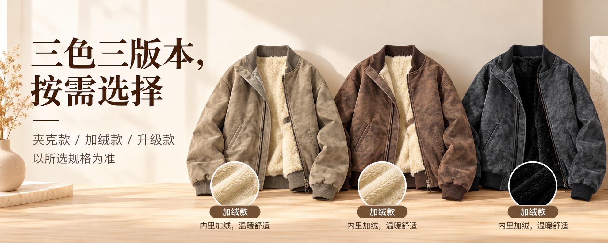 【即将到货】复古皮感立领夹克|三色·夹克与加绒款·S–3XL 4
