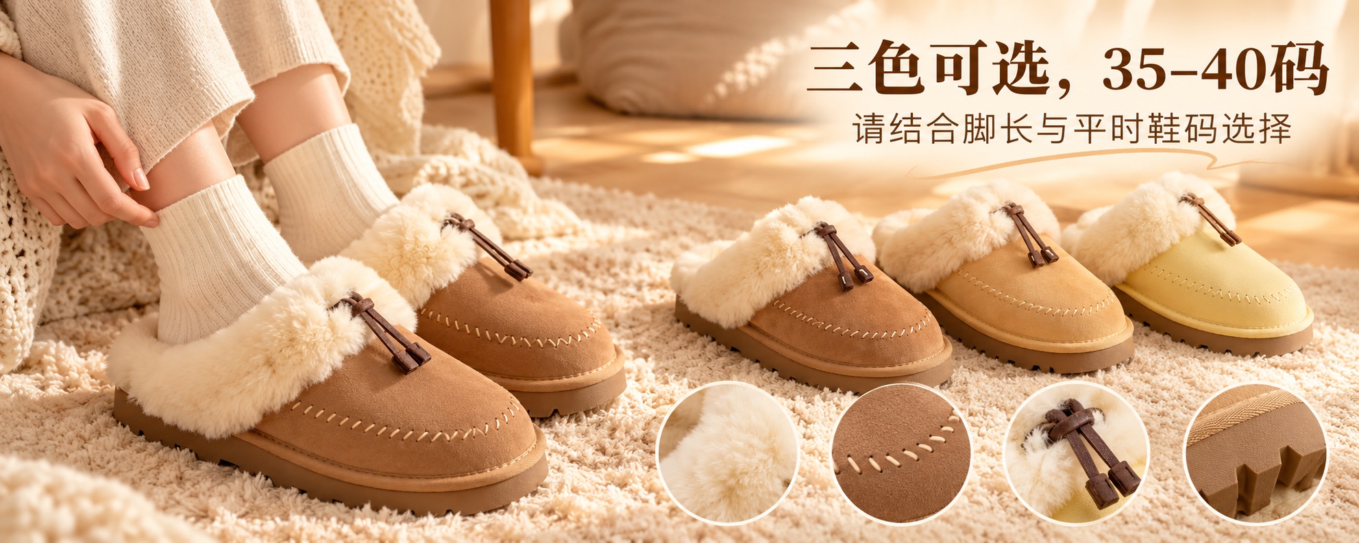 【即将到货】羊毛绒边穆勒棉拖|三色可选·35–40码 5