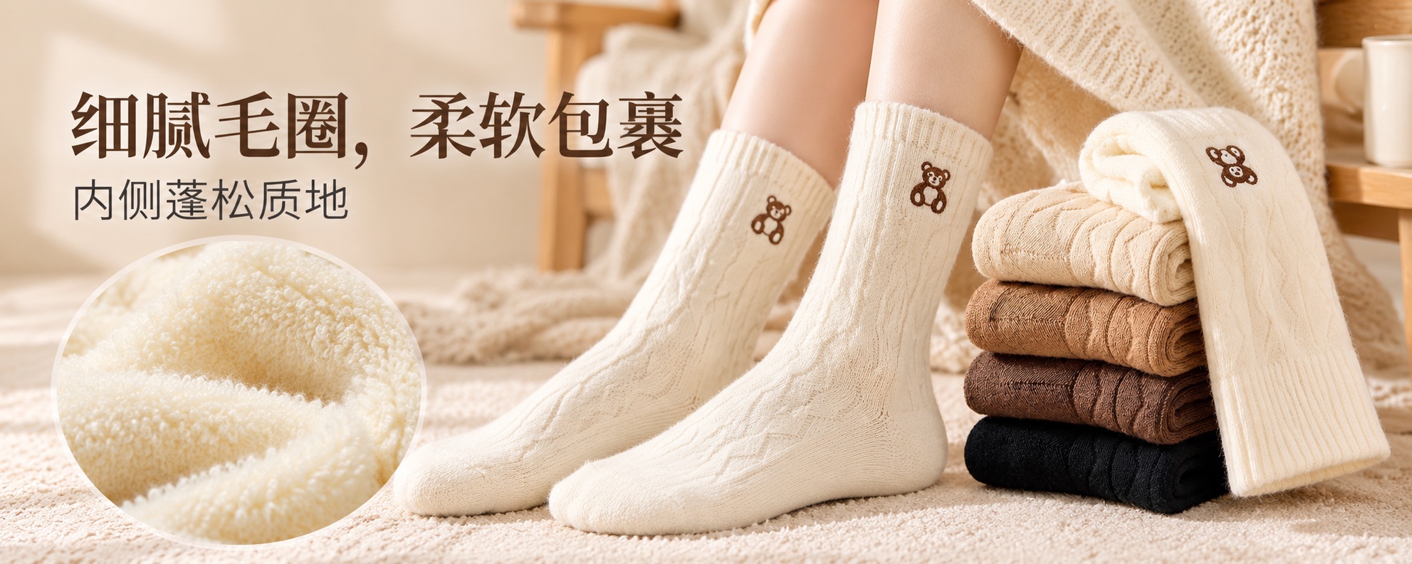 【即将到货】小熊毛圈保暖中筒袜|5双/10双装·均码 2