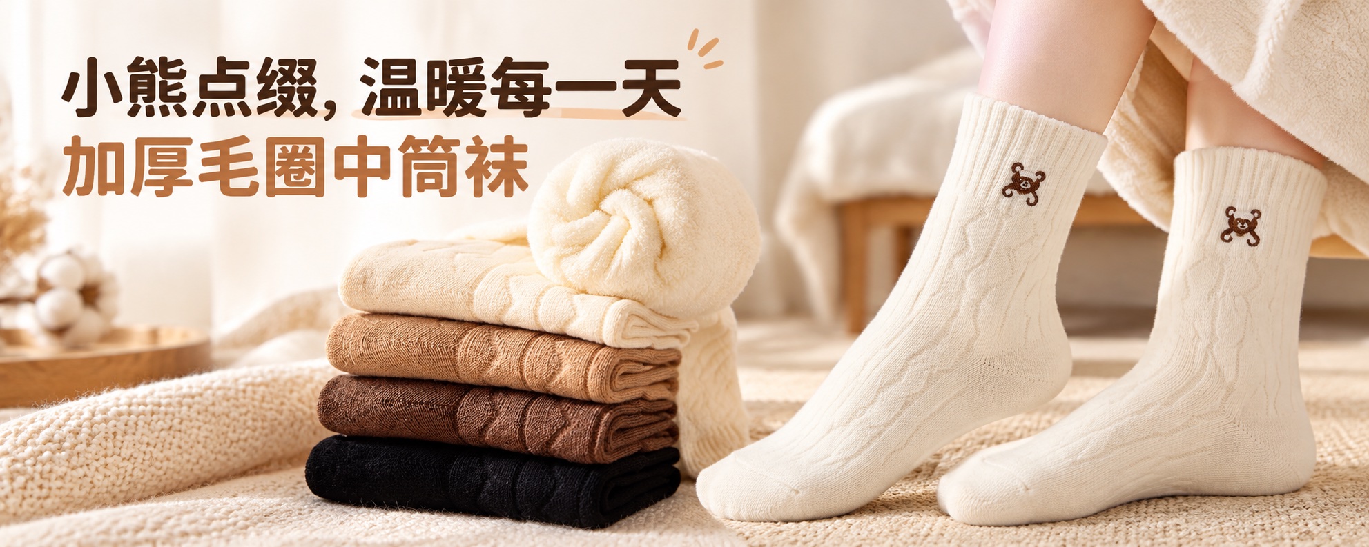 【即将到货】小熊毛圈保暖中筒袜|5双/10双装·均码 1