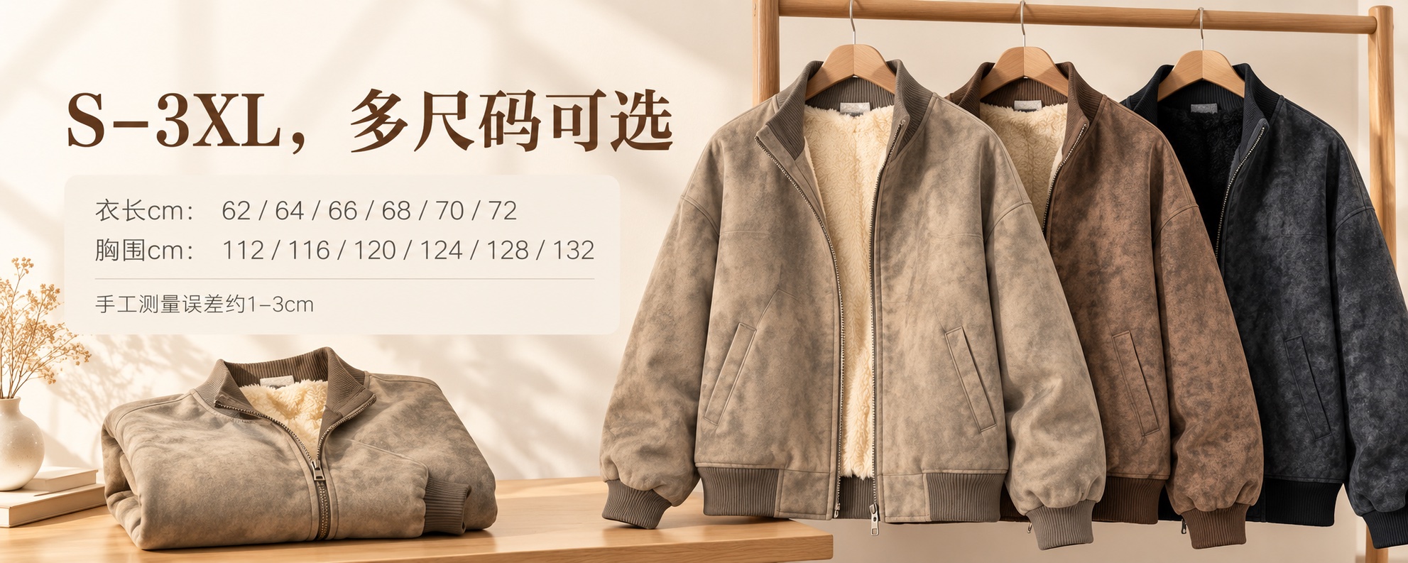 【即将到货】复古皮感立领夹克|三色·夹克与加绒款·S–3XL 5