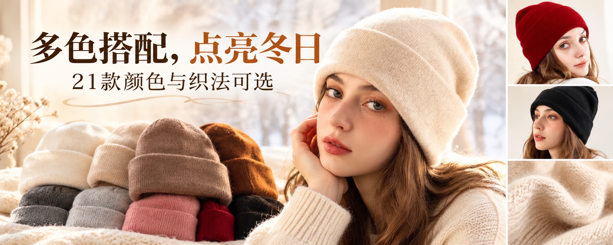 【即将到货】全羊毛翻边针织帽|细针与粗针·21款可选 4