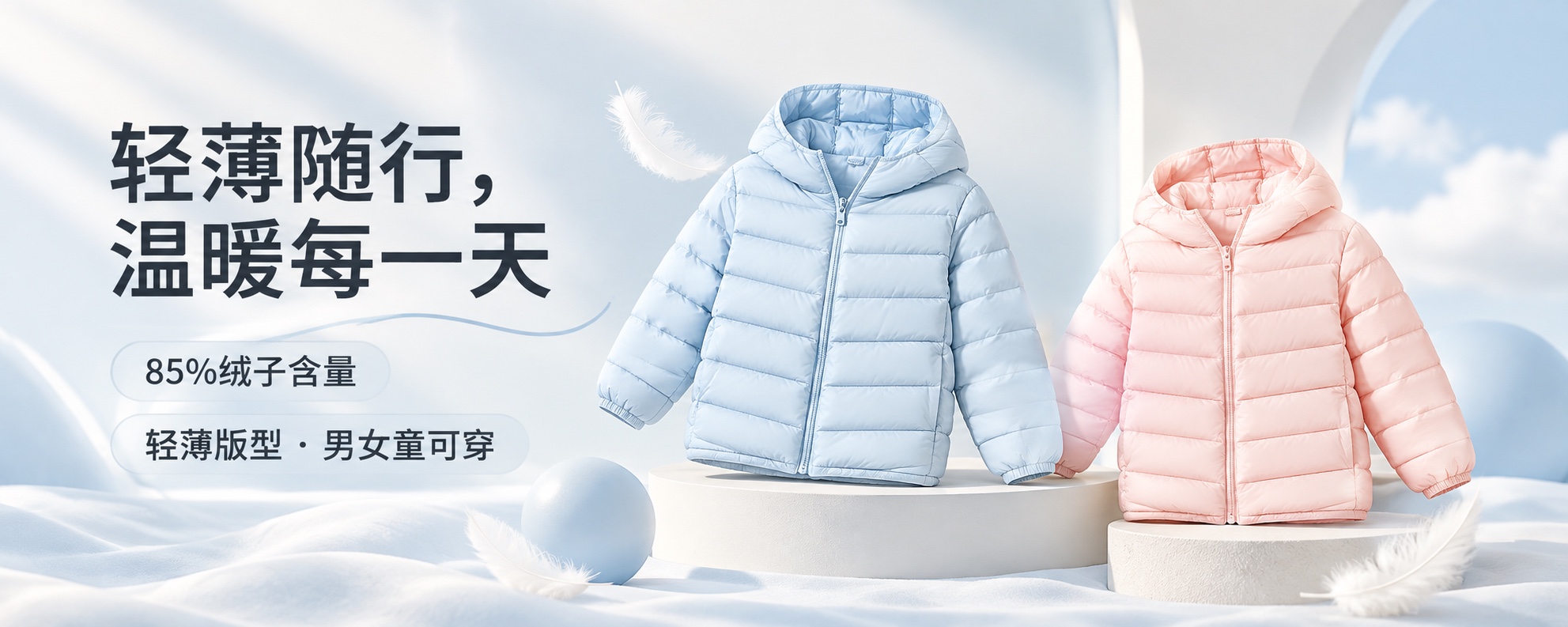 【即将到货】轻薄鸭绒绗缝外套|85%绒子含量·连帽/立领·90–180cm 1