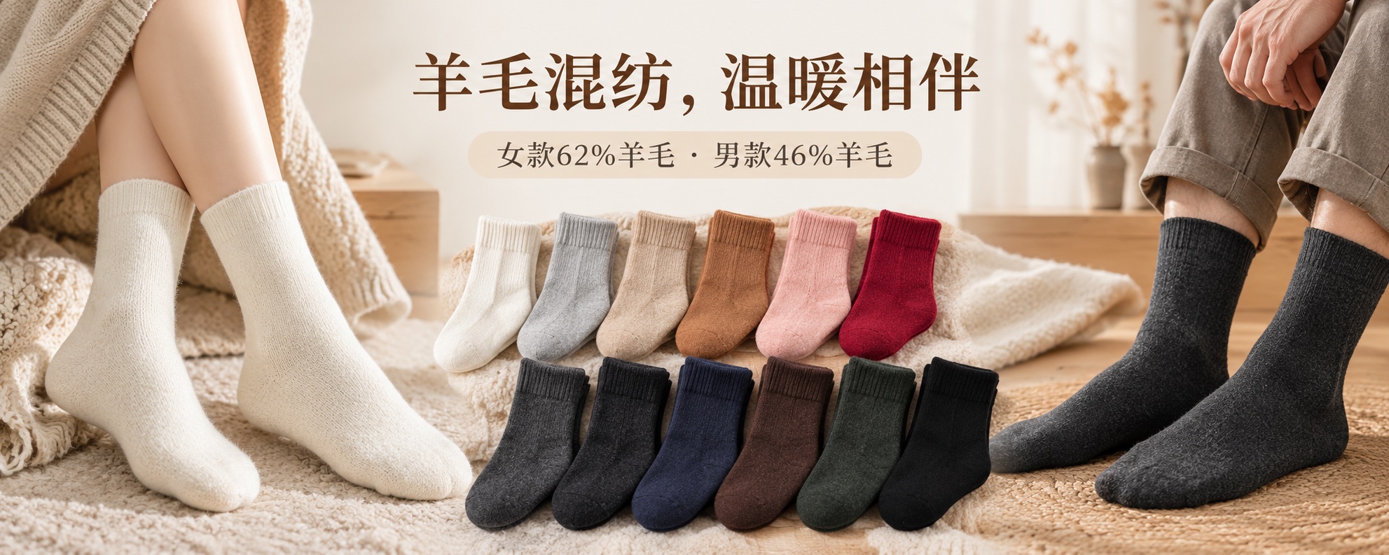 【即将到货】羊毛混纺保暖袜|女款62%·男款46%·多组合 1