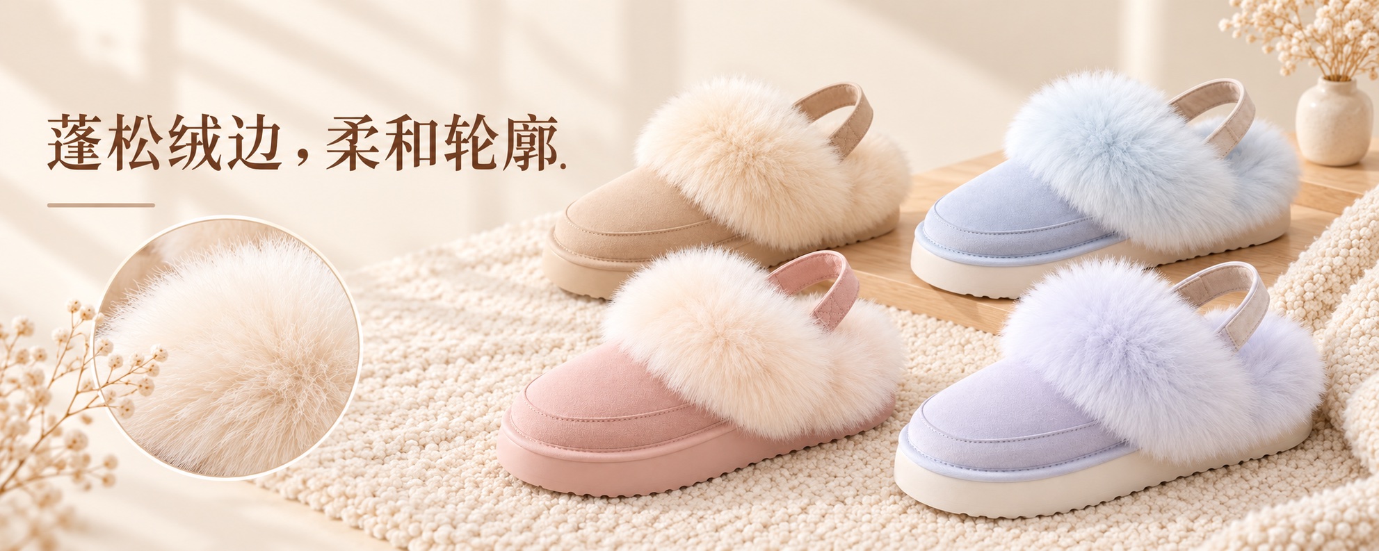 【即将到货】蓬松绒边厚底保暖鞋|后跟带款·四色·35–40码 1