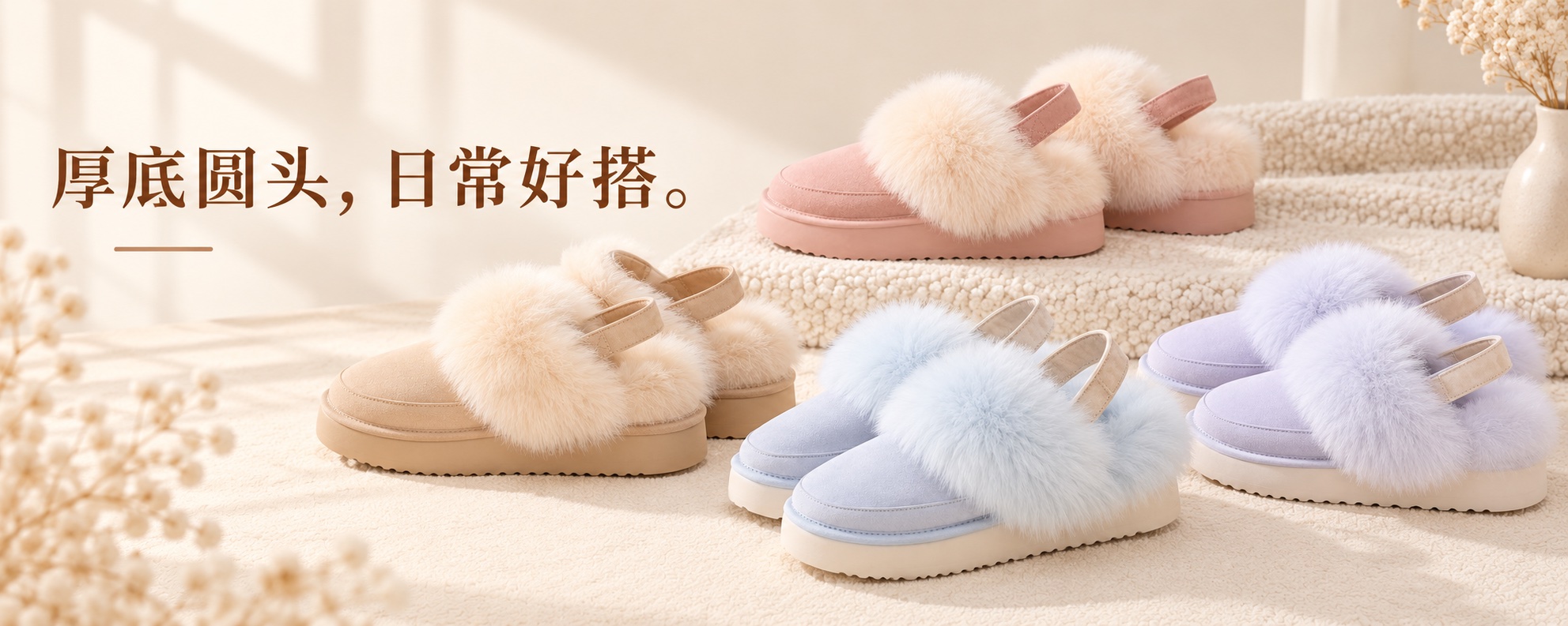 【即将到货】蓬松绒边厚底保暖鞋|后跟带款·四色·35–40码 2