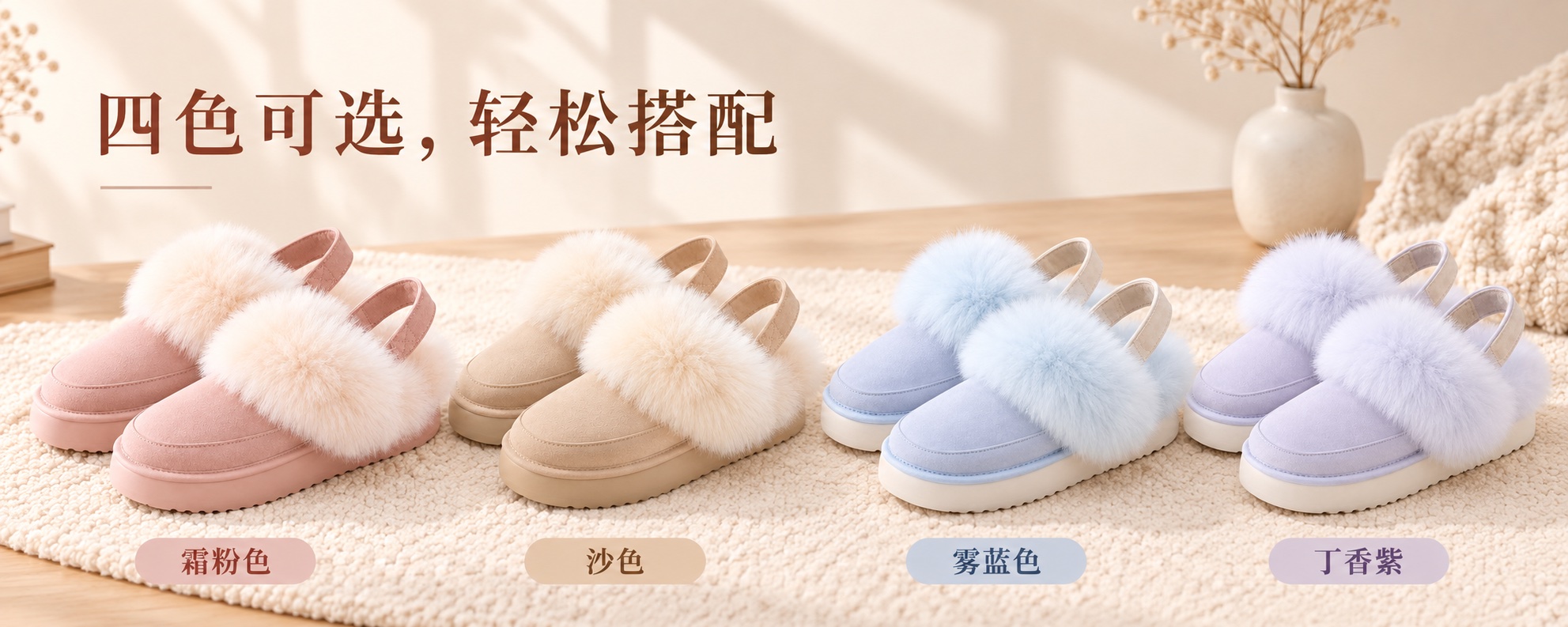 【即将到货】蓬松绒边厚底保暖鞋|后跟带款·四色·35–40码 4