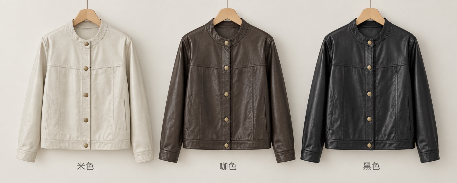 【即将到货】复古小立领皮感短夹克|按扣开襟·三色·M–3XL 2
