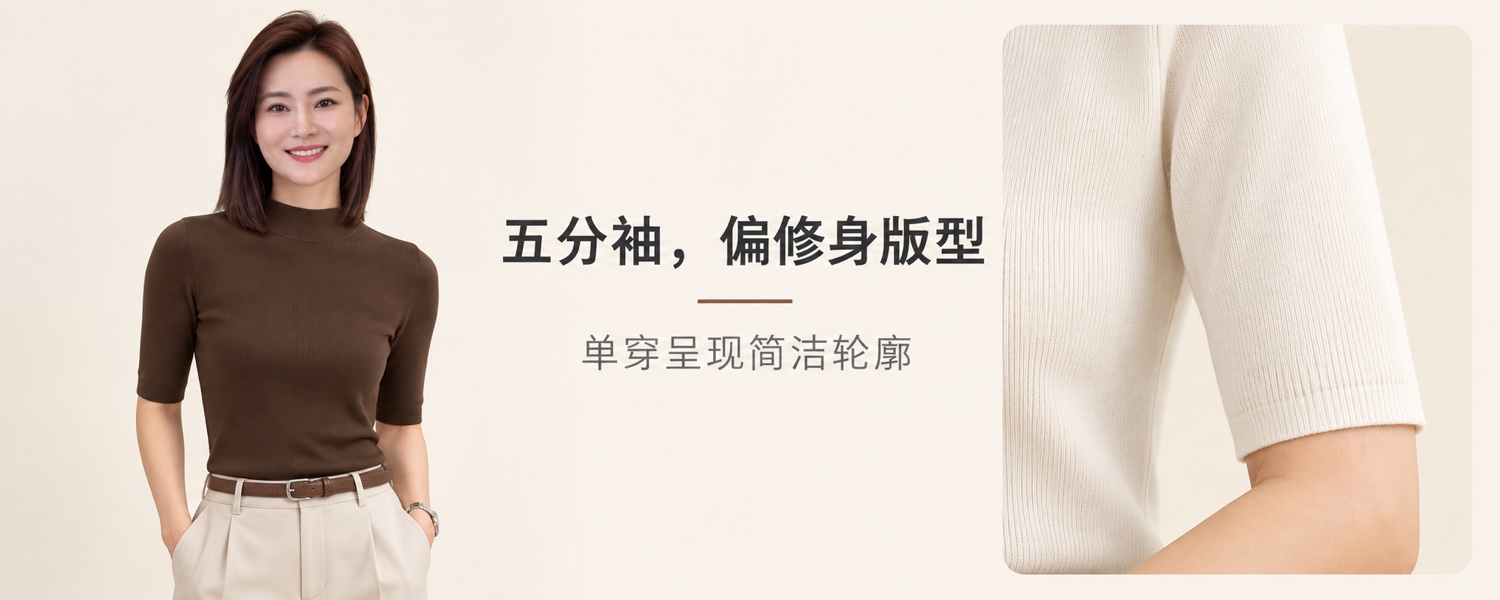 【即将到货】气质半高领五分袖针织衫|高弹柔软·4色·均码 4